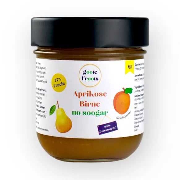 Pâte à tartiner de fruits SANS SUCRE Abricot Poire 77% fruits - Gootesfood