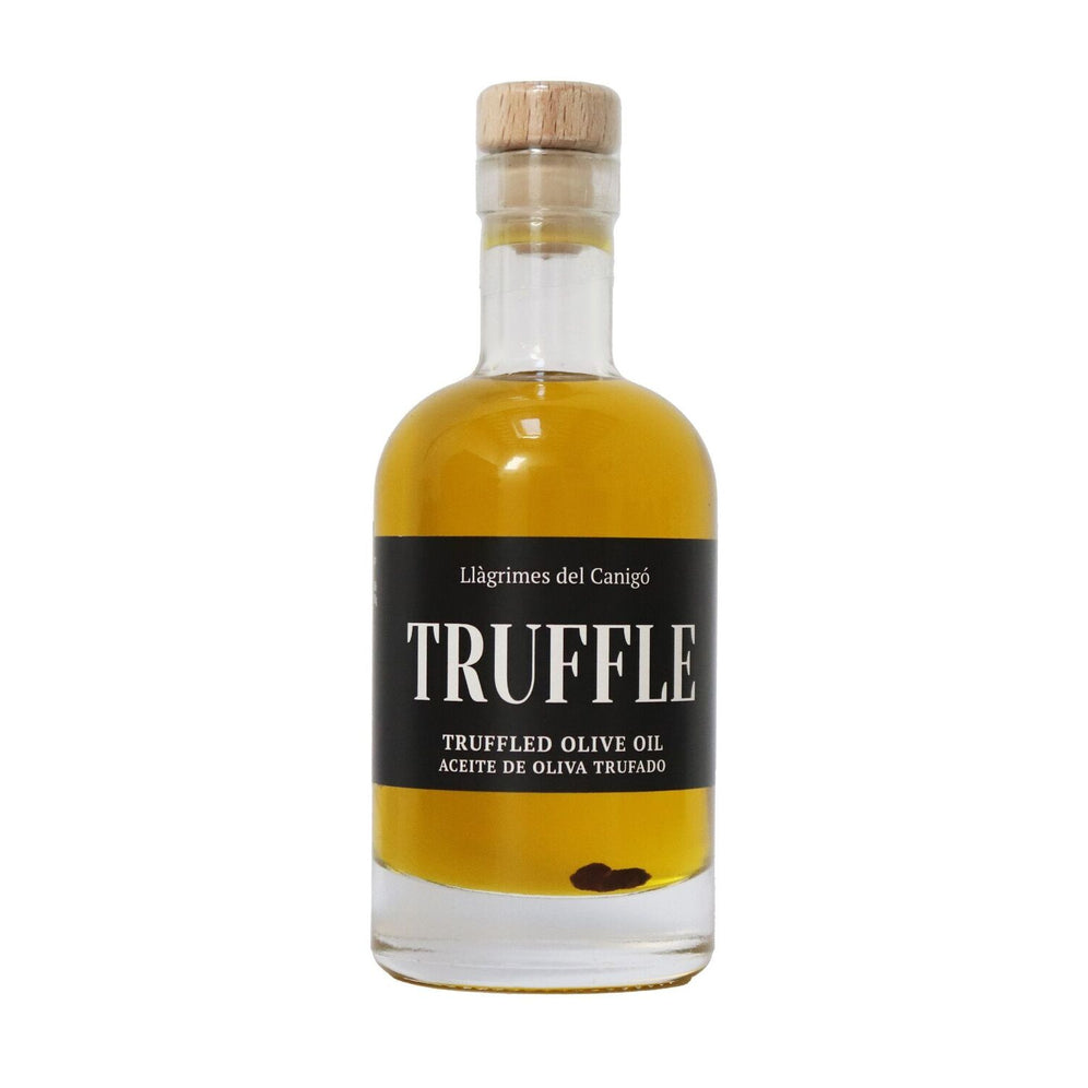 Huile d'Olive à la Truffe Noire TRUFFLE 100ml en bouteille, idéale pour paniers cadeaux, huile piquante avec ail de Banyoles